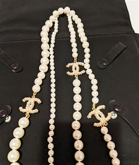 chanel pearl necklace long|chanel long necklaces for sale.